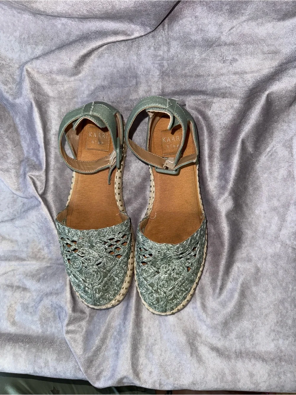 Woven Ankle-Strap Espadrille Flats by Kaari Blue